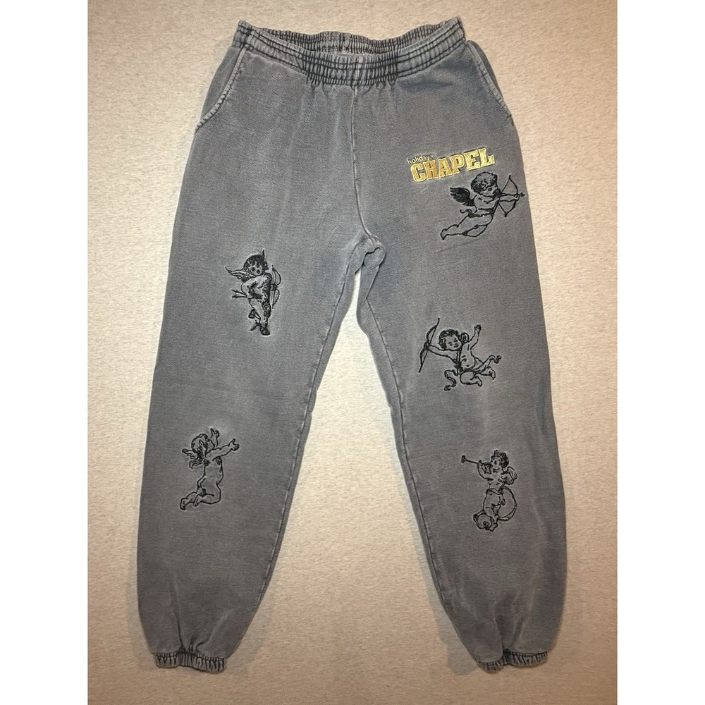 Chapel Woman's Gray Sweatpants With Embroidered Cherubs